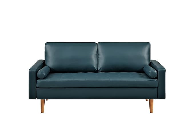 US Pride Faux Leather Sofa for the Modern Living Room with Removable Cushions and Solid Wood Legs