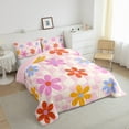 thumbnail image 3 of Erosebridal Groovy Flower Bedding Sets Full with Comforter,Geometric Plaid Duvet Insert,Vintage Flower Comforter Sets Full Size,Microfiber Floral Room Decorative,Reversible,3pcs, 3 of 8