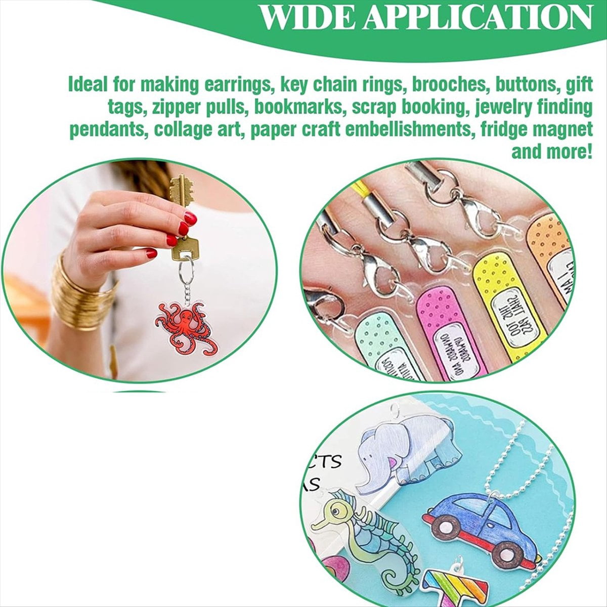 HOT 202Pcs Shrink Plastic Sheets Kit, Keychains Accessories, Earring Hooks,Tweezers,Lobster Clasp Cord for Handmade Crafting