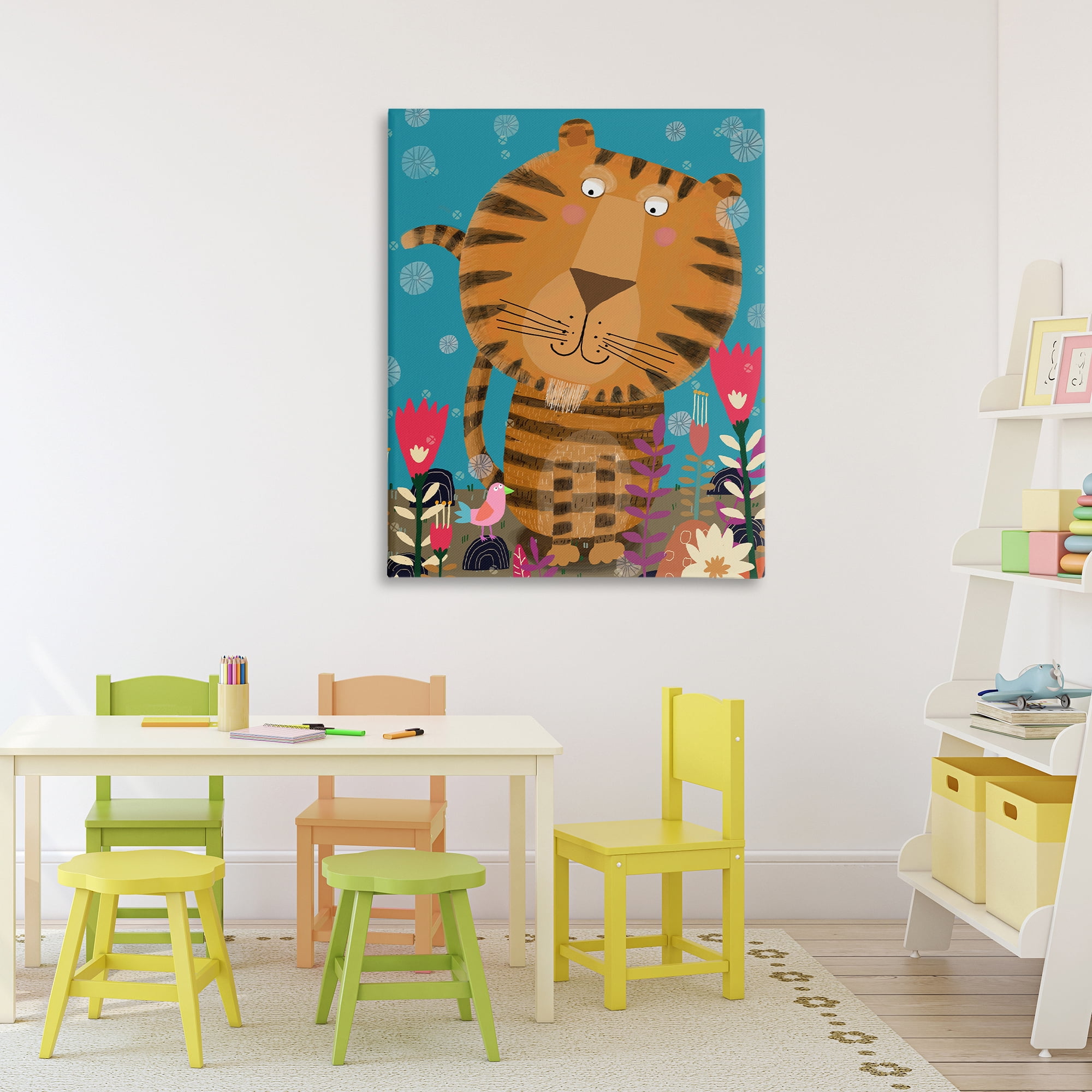 Stupell Industries Boho Tiger & Flowers Canvas Wall Art, design by Carla Daly