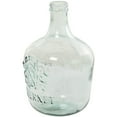 thumbnail image 6 of DecMode 17" Handmade Spanish Bottle Neck Teal Recycled Glass Vase with Cabernet Typography and Scrolled Emblem, 6 of 13
