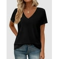 thumbnail image 5 of PRETTYGARDEN Women's V Neck T Shirts Summer Short Sleeve Spring Going Out Tops Casual Loose Fit Basic Tees Beach Clothes, 5 of 10