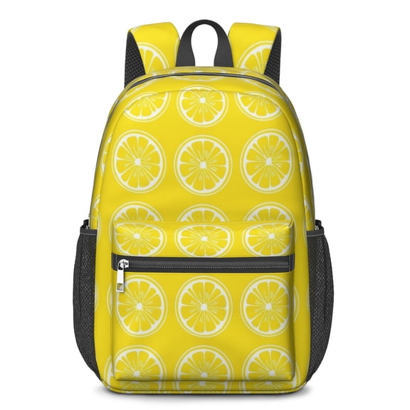 Lemon and Slice Yellow Pattern 17" School Backpacks for Teens,Waterproof Oxford Fabric,S-Shape Padded Straps for School,Travel,Hiking,Camping