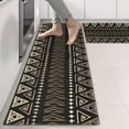 thumbnail image 2 of Kitchen Rugs Sets Of 2,Brown Geometric Triangle Square Pattern Anti Fatigue Kitchen Mat Rugs Non Slip Washable,Decorative Kitchen Floor Mats for Kitchen,Sink,Laundry,17"X47", 2 of 5