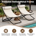 thumbnail image 3 of 2-Pieces Outdoor Folding Chair, Rattan-Wrapped Patio Chair with Adjustable Backrest, Thick Cushion, and Detachable Headrest ,for the Poolside, Beach, Backyard, Decck, and Camping, 3 of 5