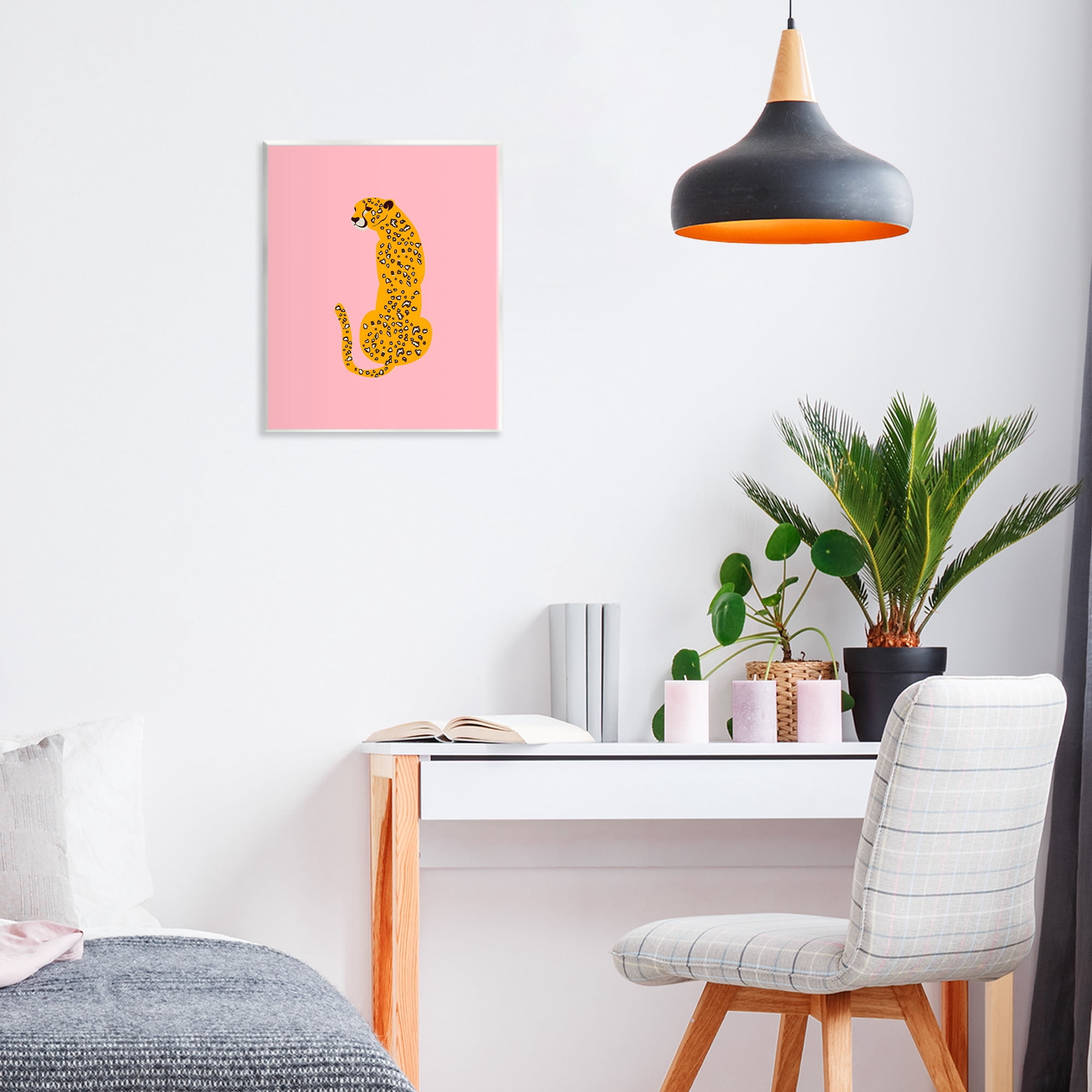 Stupell Industries Yellow Jaguar on Pink Wall Plaque Art, design by Creative Studio