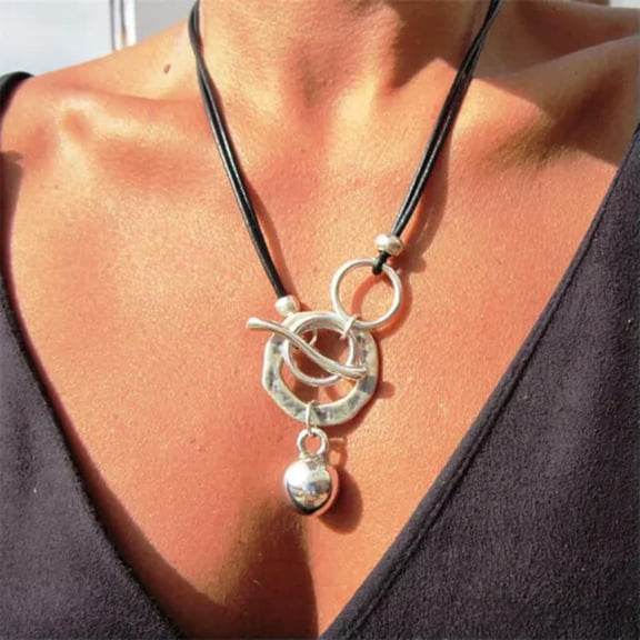 HOOUN Boho 925 Silver Filled Pendant Necklace for Men Women Pendant Chain Jewelry-Silver