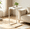 Cream White, variant on Shaped End Table, Side Table for Sofa, Couch Table with Metal Frame, Small TV Tray Table for Living Room, Bedroom, Rustic Brown and Black