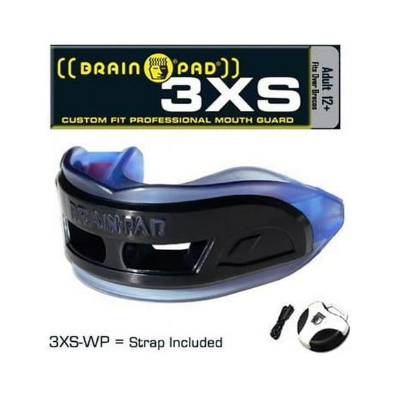 Brain Pad 3XSWP- Blue-Black Adult Triple Laminated Mouthguard, Blue & Black