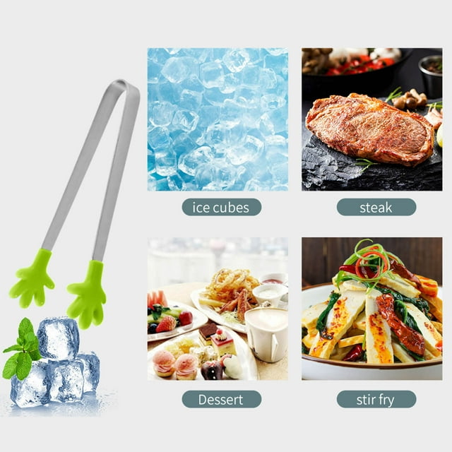 Yhmxh Kitchen Gadgets,Home and Kitchen,Stainless Steel Silicone Clamps Mini Ice Cubes Coffee Cubes Sugar Clips Food Clips Ice Tongs