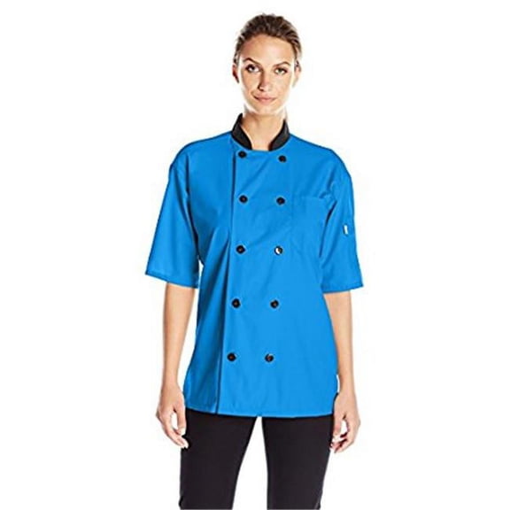 Vtex 0494-5106 Uncommon Threads Womens Havana Chef Coat SS Mesh, Cobalt - 2XL