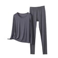 thumbnail image 2 of uublik Women's Pajama Set Long Sleeve Sleepwear Top & Pants Pjs Comfy 2 Piece Lounge Set Gray, 2 of 5