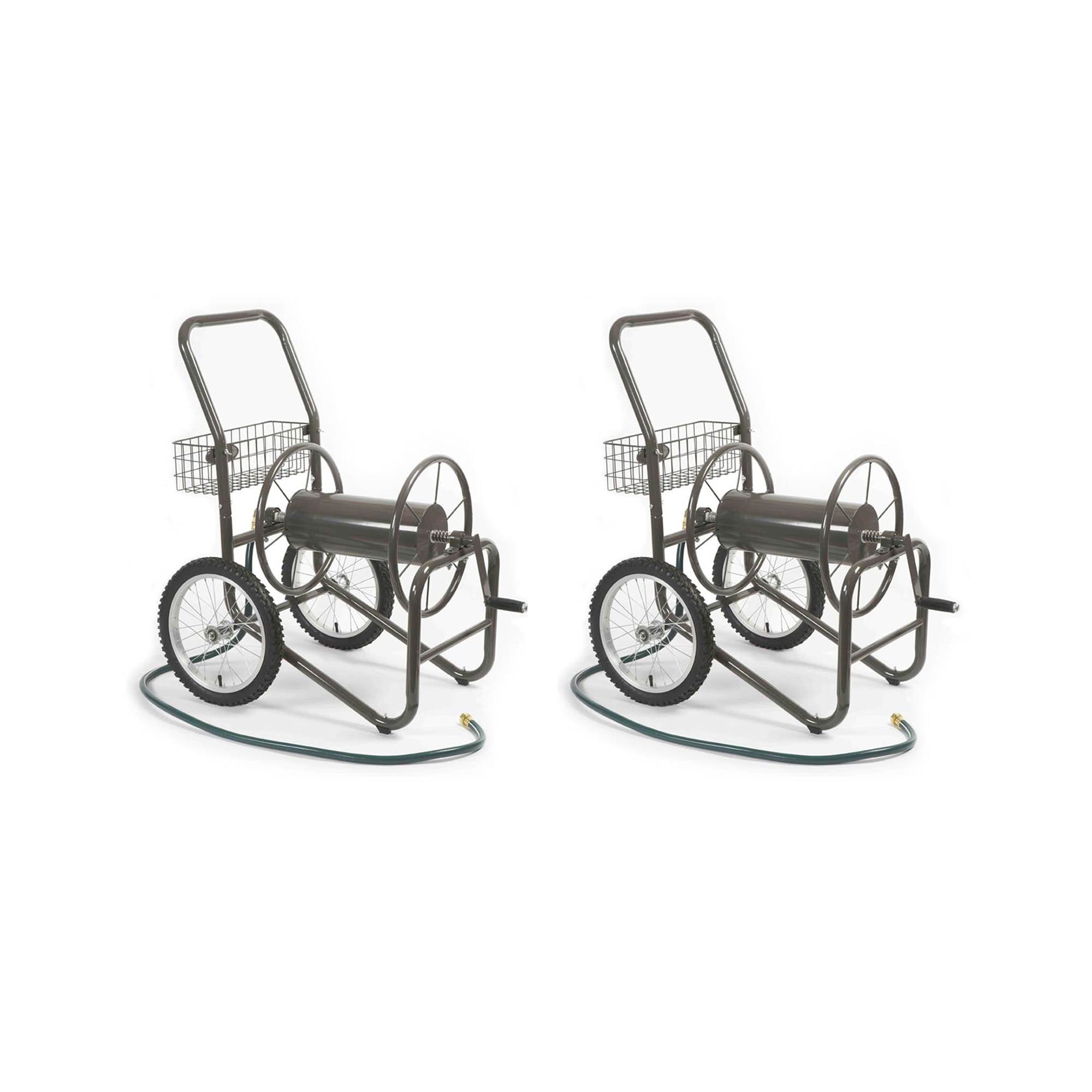 Bronze Details about   Liberty Garden 2 Wheel Steel Frame Water Hose Reel Basket Cart 2 Pack 