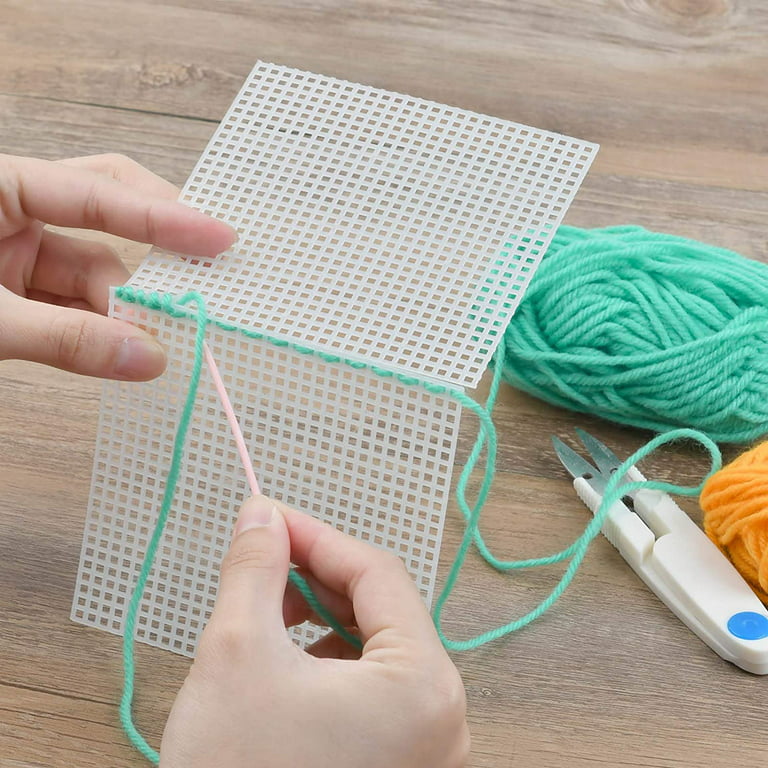 30 Pieces Plastic Mesh Canvas Sheets for Embroidery, Acrylic Yarn Crafting,  Knit and Crochet Projects (10.6 x 10.6cm)
