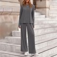 thumbnail image 2 of Matching Pajamas for Couples Springs Women Pajama Sets V Neck Loungewear Women's Sleepwear Long Sleeve Shirts Womens Pjs Sets Grey, 2 of 9