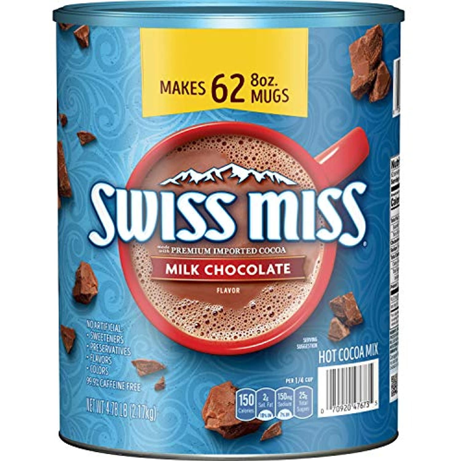 Swiss Miss Milk Chocolate Flavor Hot Cocoa Mix, 4.78 Lb Canister