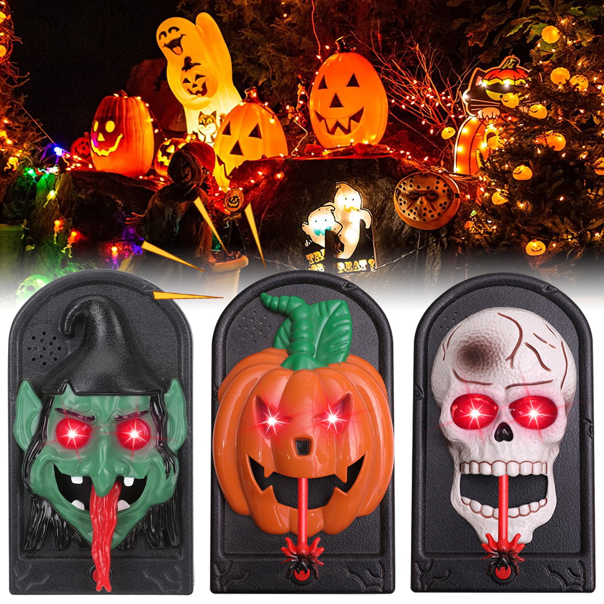 Christmas Handheld Pumpkin Lanterns Vocal Light Game Props Party Supplies  Costume Accessory Without Battery For Children Kid 【最安値挑戦！】