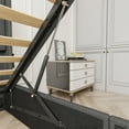 thumbnail image 2 of PAPROOS Queen Size Bed Frame with USB Charging Station, Upholstered Platform Bed Frame with Gas Lift Storage Bed, Wingback Storage Headboard, No Box Spring Needed, Dark Gray, 2 of 13