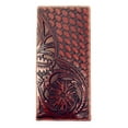 thumbnail image 1 of Genuine Leather Basketweave Floral Tooled Laser Cut Mens Long Bifold Wallet, 1 of 3
