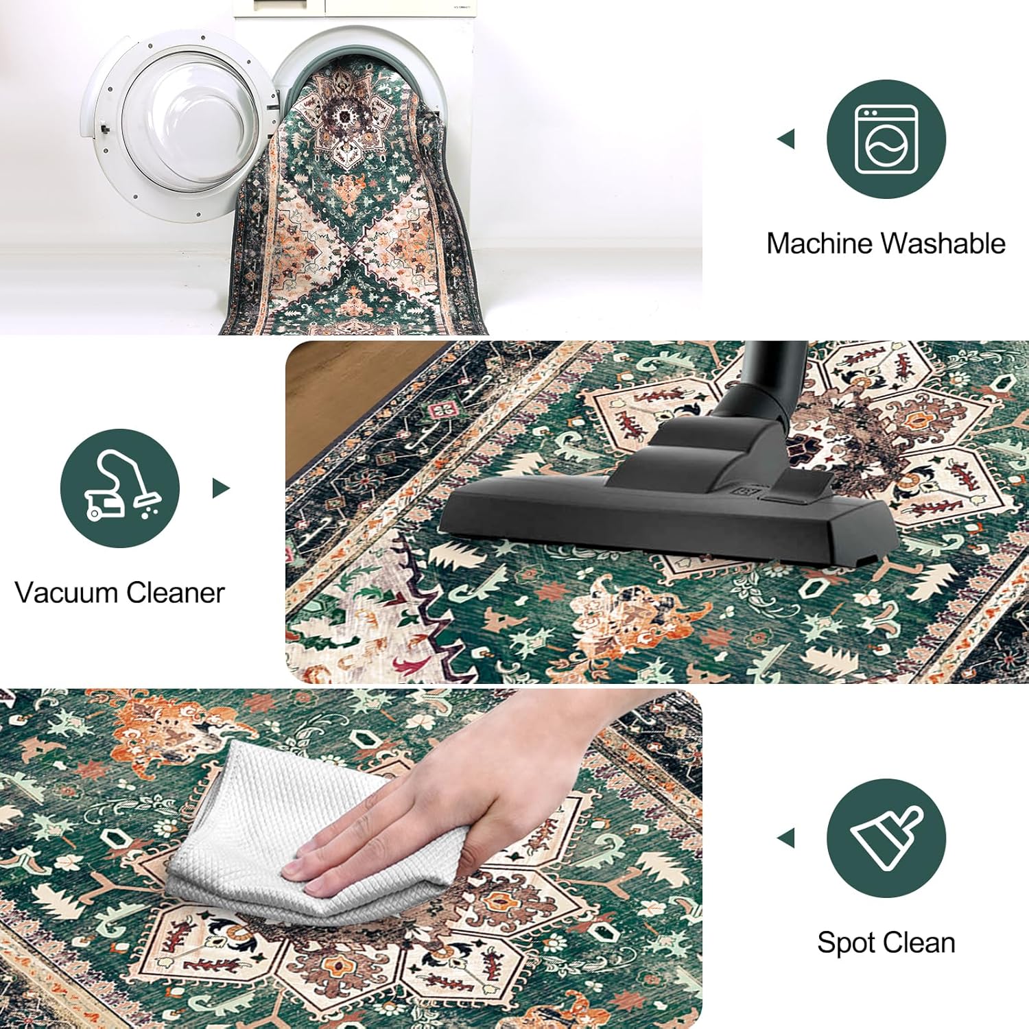 2'x8' Runner Rug for Hallway Floor, Yamaziot Washable Rug Carpet with Rubber Backing, Non Slip Rug Runner Vintage Mat for Bedroom, Laundry, Coffee