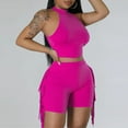 thumbnail image 4 of Rrunsv Sweat Suit for Women 2 Piece Set Tank Top Sets V Neck Sleeveless Outfits Setswear for Women Hot Pink,XL, 4 of 5