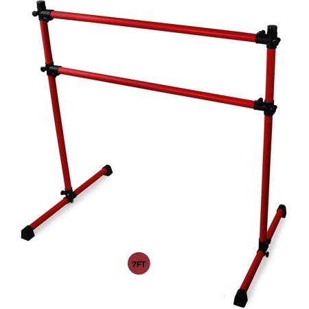 Yes4All7 ft Double Aluminum Freestanding Ballet Barre  Burgundy Red