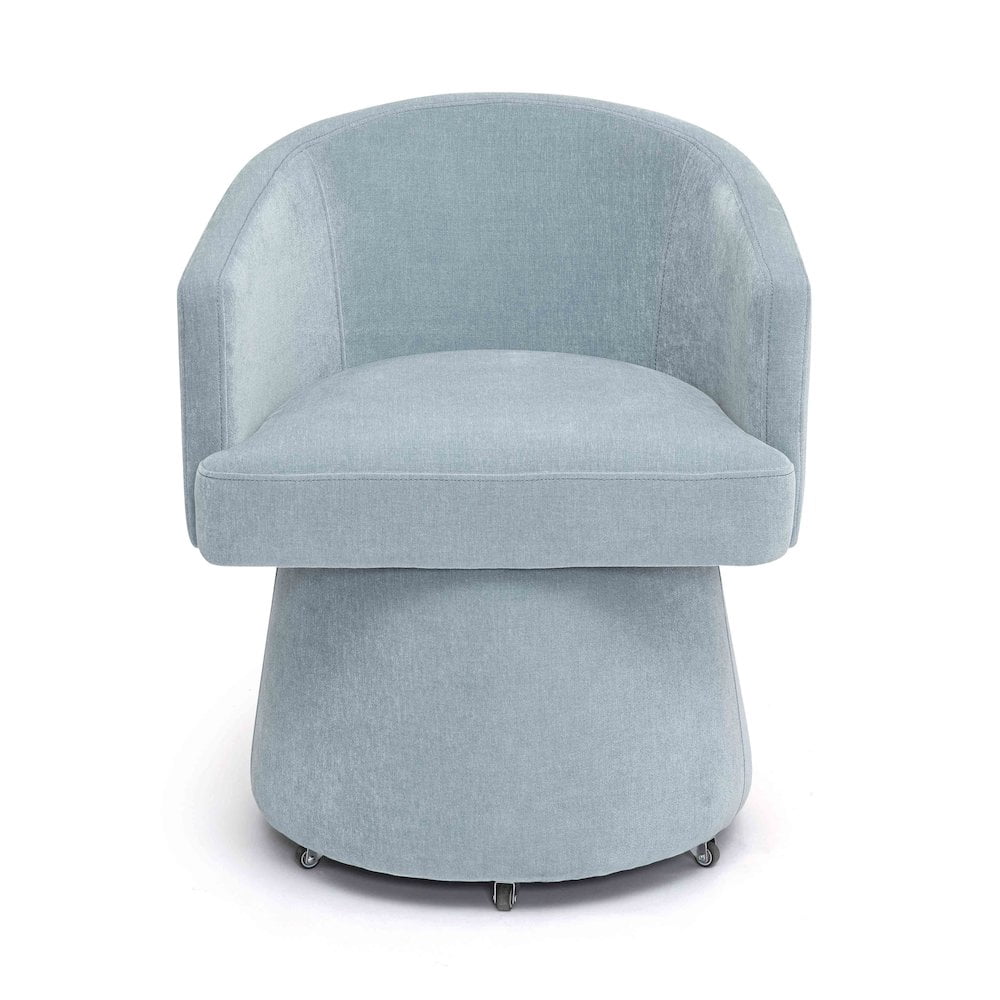 TOV Furniture Kristen Faded Blue Upcycled Chenille Rolling Desk Chair