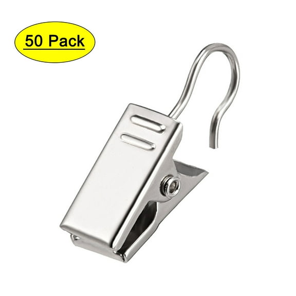 Uxcell 18mm Curtain Clips Metal Chrome Plated Silver Tone 50 Pack