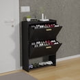 thumbnail image 5 of Kavey Shoe Cabinet with 2 Flip Drawers and Open Shelf, Black, 34.4 lbs, 5 of 11