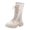 White, variant on Girls Fashion Lace-Up Side Zipper Mid Calf Combat Riding Boots Breathable Mesh Fabric High Boots Lightweight Sandals 4-4.5 Years