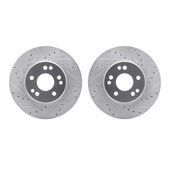 Dynamic Friction Company Front Brake Rotors-Drilled and Slotted-Silver 7002-63012