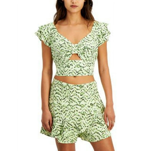 Bar III Womens Printed Sweetheart Crop Top Tiger Tracks 8