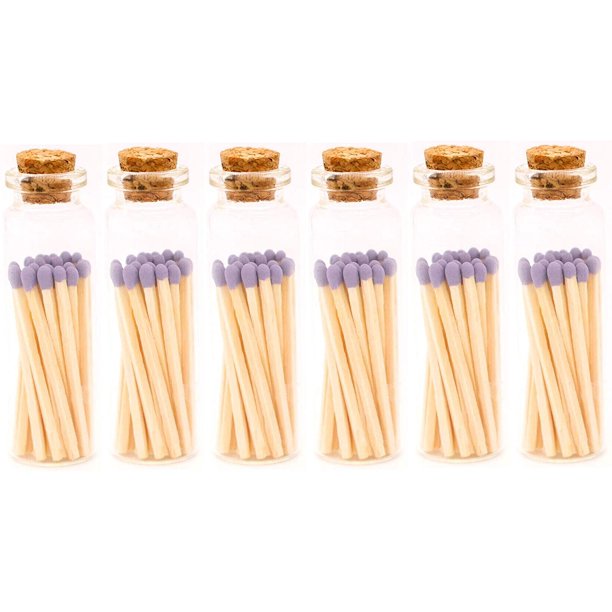 Lavender Purple Tip Decorative Matches, 120 Small Premium Wooden
