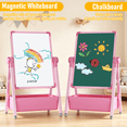 thumbnail image 4 of Art Easel for Kids, Double Sided Magnetic Kids Easel, Adjustable 360°Rotating Whiteboard & Chalkboard for Boys and Girls, Pink, 4 of 9