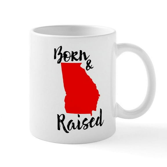 CafePress - Georgia Born And Raised - 11 oz Ceramic Mug - Novelty Coffee Tea Cup