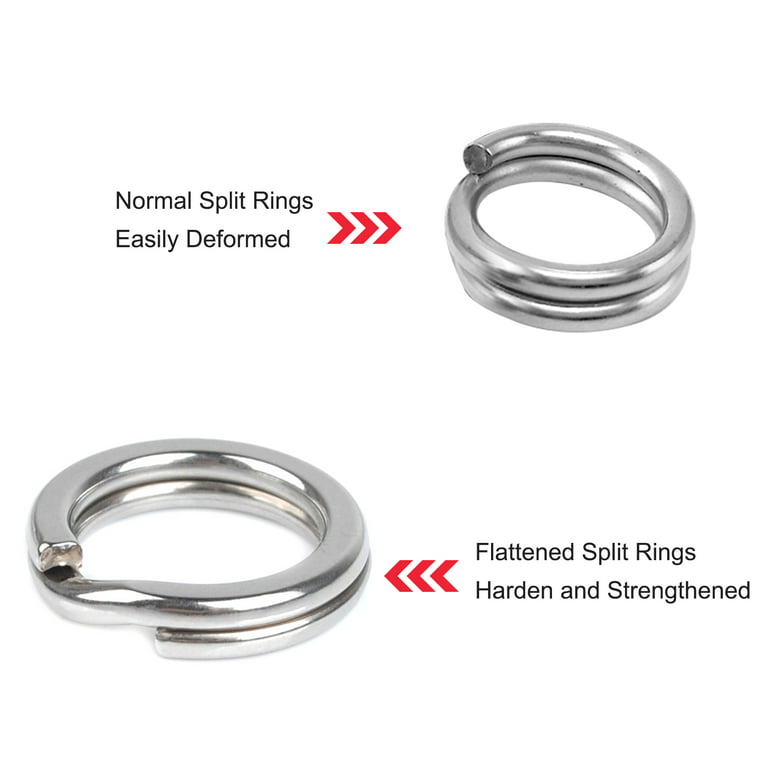 Dr.Fish 100 Pack Fishing Stainless Steel Split Ring High Strength