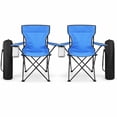 thumbnail image 1 of Sillas Plegables para Camping Pesca Playa y Exteriores de Lona Impermebale con Porta Vaso Ligera Sillas para Exterior Ergonomica con Estructura de Acero y Funda Transportadora Set de 2 Sillas (Azul), 1 of 5