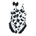 thumbnail image 1 of Hiiyo Newborn Girls One-Piece Swimsuit Cow Print Ruffle Bathing Suit UPF 50+ Swimwear, 1 of 5