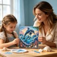 thumbnail image 3 of Underwater Dolphins Diamond Art Kit, with Frame Crystal Rhinestone Canvas for Home Wall Decor Relaxing DIY Craft Gift, Gifts for Family and Friends(Dolphins), 3 of 8