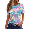 thumbnail image 6 of Yxbdin Womens Easter Shirts for Women Crew Neck Short Sleeve T Shirts Crew Neck Bunny Graphic Tee Casual Easter Eggs Print Tops Dark Blue M, 6 of 6