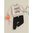 thumbnail image 3 of Wassery Baby Boys Girls Fall Outfits Clothes 6M 12M 18M 24M 3T Kids Boys Girls Long Sleeve Letter Print Sweatshirt and Long Pants Casual Autumn Clothing for Toddler Boys Girls, 3 of 9