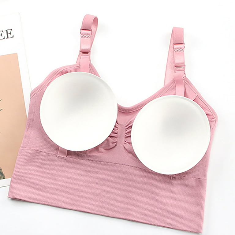 Zuwimk Bras For Women,Women's T-Shirts Modern Micro Seamfree Cami Strap  Bralette Pink,M 