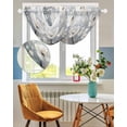 thumbnail image 3 of Waterfall Valances for Windows, White Flowers Kitchen Sheer Valance Curtains, Retro Camellia Floral Spring Grey Modern Art Rod Pocket Swag Valances for Living Room Bedroom, 47.2"x38.5", 1 Panel, 3 of 8