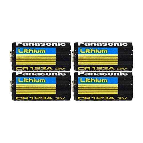 Panasonic CR123A Lithium 3V Photo Lithium Batteries, 0.67" Dia x 1.36" H (17.0 mm x 34.5 mm), Black, Gold, Blue (Pack of 4)