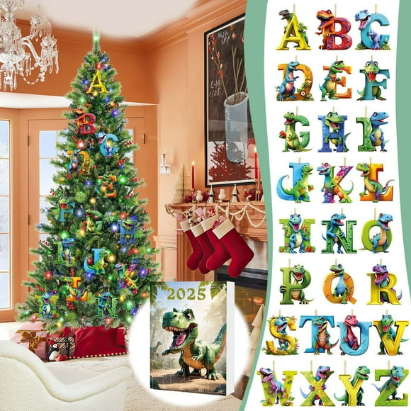 CY5O5ee Dragon Christmas Advent Calendar Ornaments Pendant Christmas Ornament 26 Letters Hanging Pendant Ornaments 24 Days Of Xmas Collectible Set 2D Acrylic Hanging Pendant Christmas Tree Decoration