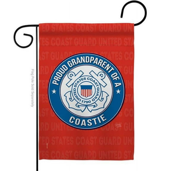Breeze Decor G158553-BO Proud Grandparent Coastie Garden Flag Armed Forces Coast Guard 13 x 18.5 in. Double-Sided Decorative Vertical Flags for House Decoration Banner Yard Gift