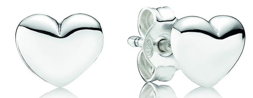sterling silver heart stud earrings