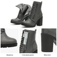 thumbnail image 3 of Dream Pairs Women's Fashion Round Toe Heel Ankle Boots Stacked Zipper Work Ankle Boots SILVERADO GREY/PU Size 6, 3 of 3