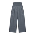thumbnail image 5 of GUACER Womens Cargo Pants Smocked High Waist Wide Leg Trousers with Flap Pockets Outdoor Casual Loose Pants, 5 of 7