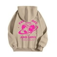 thumbnail image 5 of larppty Puff Print Lettering Oversized Full Zip Hoodie with Pocket - Y2K Preppy Pullover for Women Teens Girls（Beige，XXL）, 5 of 5